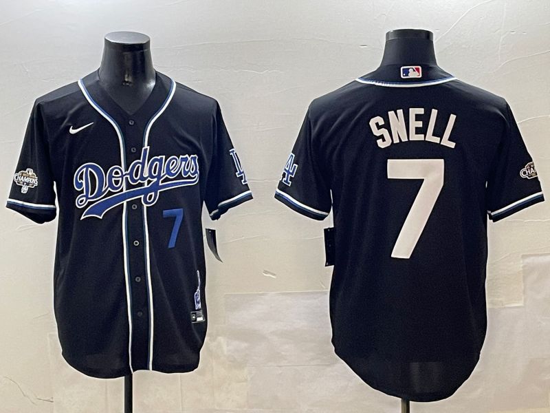 Men Los Angeles Dodgers 7 Snell Black Fashion Game 2025 Nike MLB Jersey style 3067